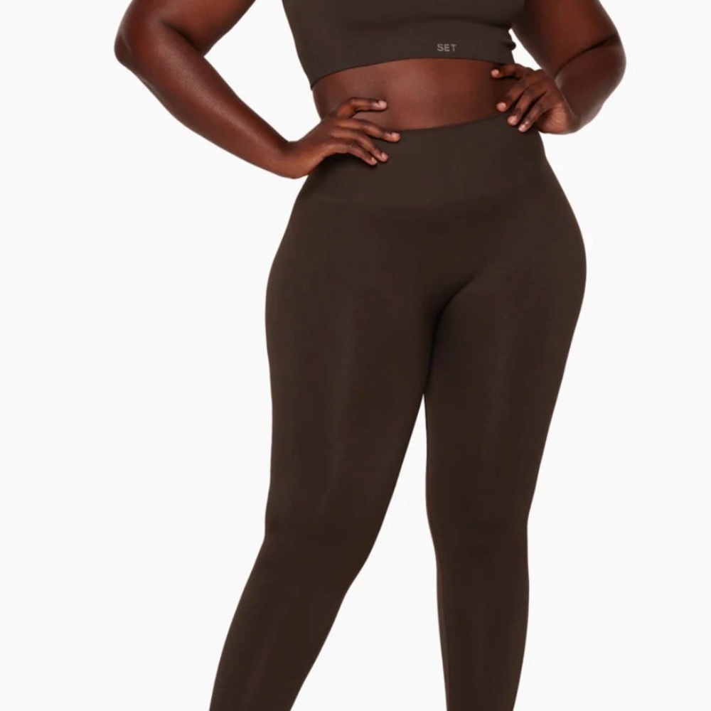 NWOT Set Active sculpt flex power leggings in chocolate brown🤎🤎 - Picture 2 of 4